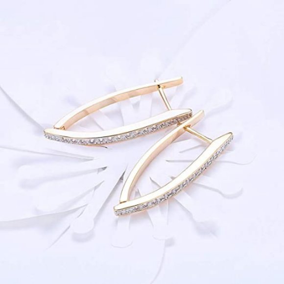 18K Gold Plated Drop Hoop Earrings - Picture 3 of 6
